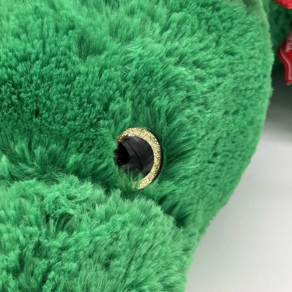 Large Dragon Plush Stuffed Animal Green Red Sequence Gold Glitter Eyes Holiday